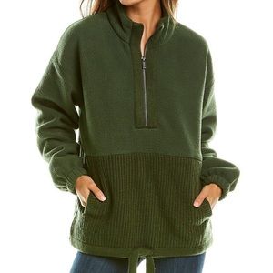 NWT SPLENDID bolton fleece knit Sherpa pullover in hunter green